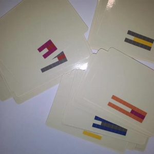 cards laid out Cuisenaire rods